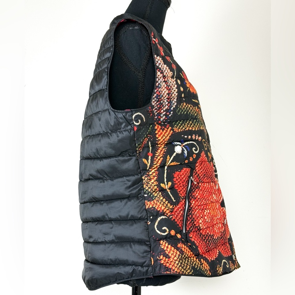 Desigual Floral Puffer Snap On Vest-XL - Picture 2 of 9